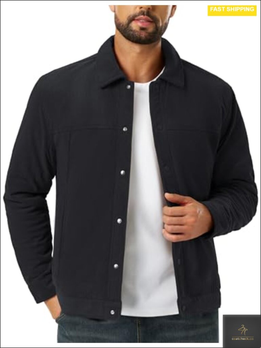 Men's Winter Corduroy Jacket Sherpa Lined Warm Fleece Coat
